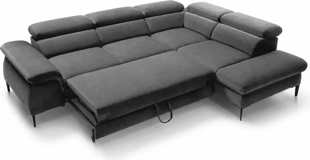 Narożnik z funkcją spania Kassel L 5-osobowy L-kształtny nowoczesny 280 cm sprężyny faliste pianka PUR sofa do salonu lewy/prawy