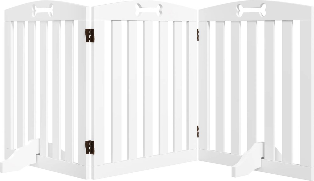 PawHut Wolnostojąca barierka dla psów z stabilnymi stopami, na korytarz, schody, 155 x 30 x 61 cm, Biała