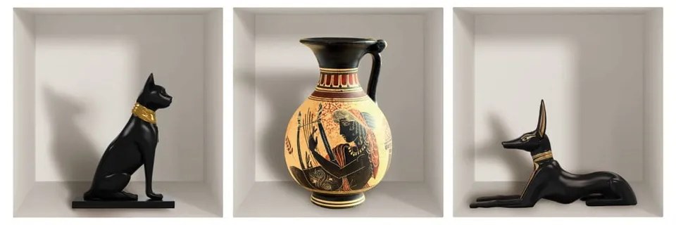 Komplet 3 naklejek ściennych 3D Ambiance Egyptian