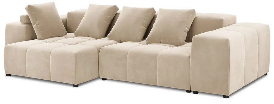Beżowy aksamitny narożnik (róg zmienny) Rome Velvet – Cosmopolitan Design