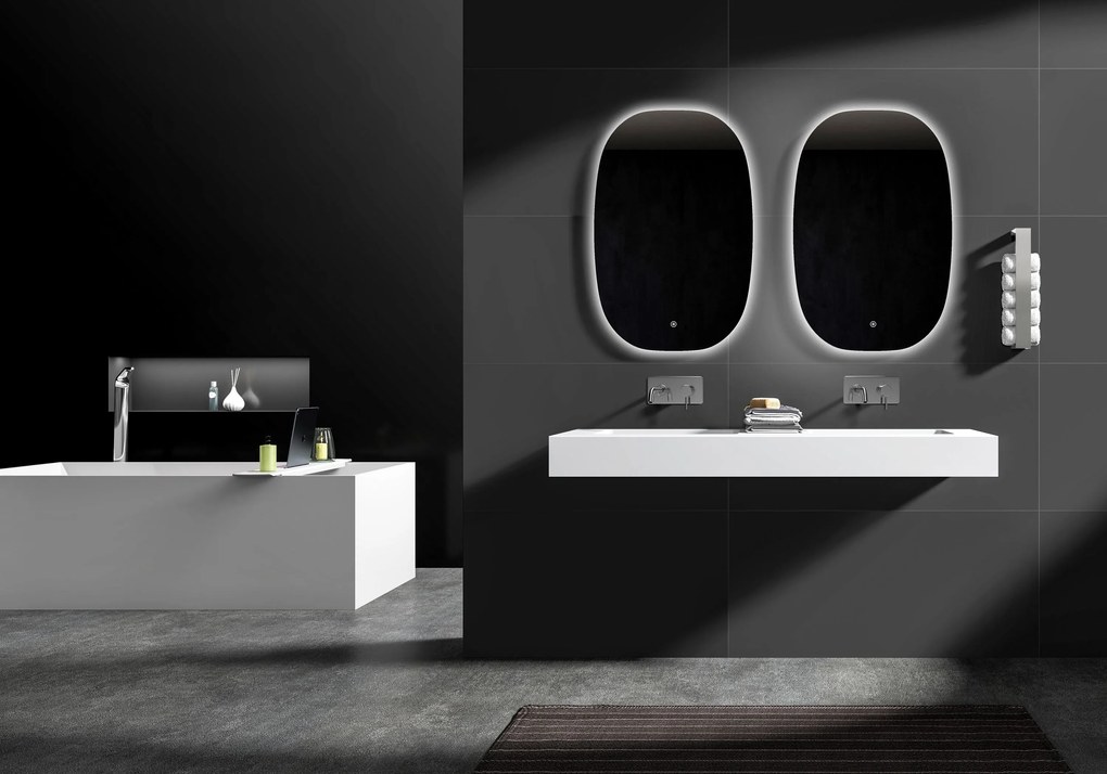 Podwójna umywalka wisząca BA8013 z odlewu mineralnego