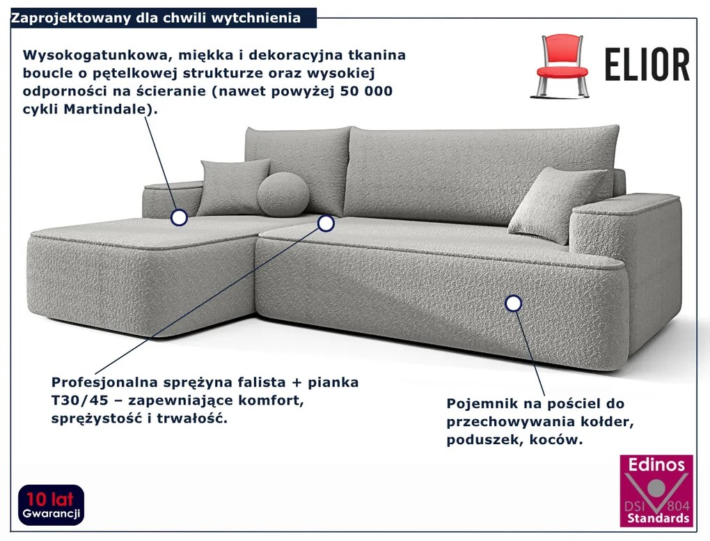 Szary nowoczesny narożnik w kształcie L D8-E73