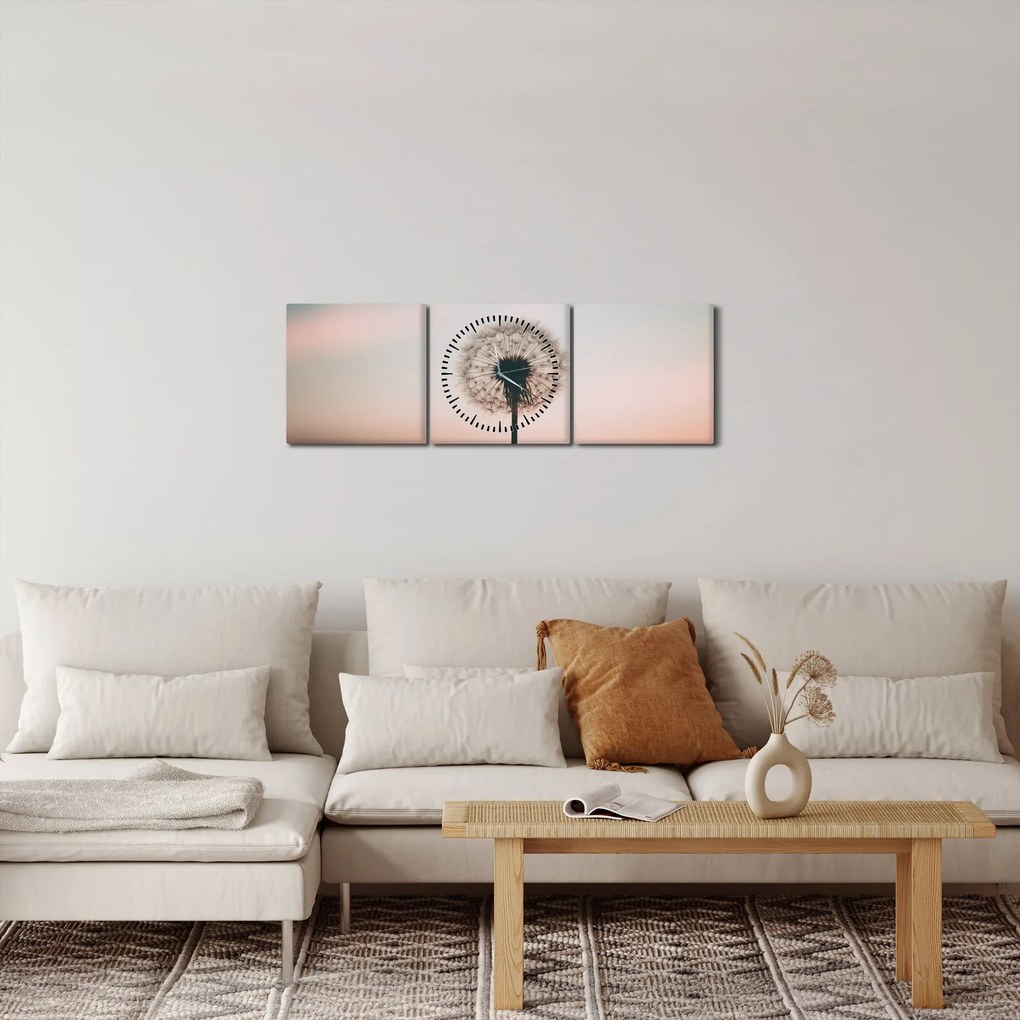 Obraz - Trzymam cię, dmuchawcu (z zegarem) (90x30 cm)