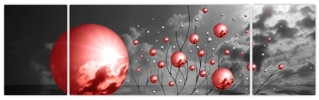 Obraz czerwonych kul (170x50 cm)