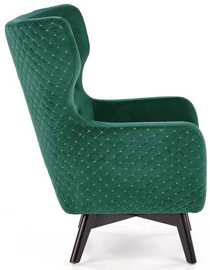 Zielony Welwetowy Fotel Uszak A7-A92