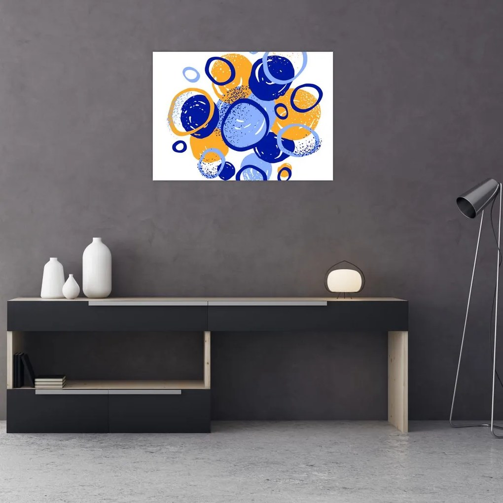 Obraz na szkle - Jasny motyw z kółkami (70x50 cm)
