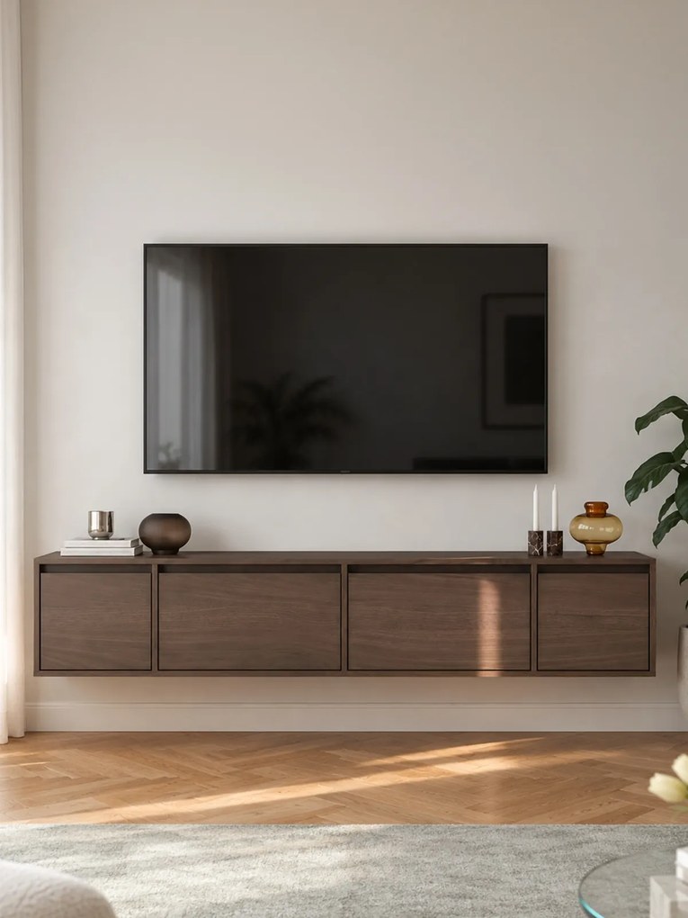 Szafka RTV czterodrzwiowa Zolia 180 cm wisząca - orzech elegant