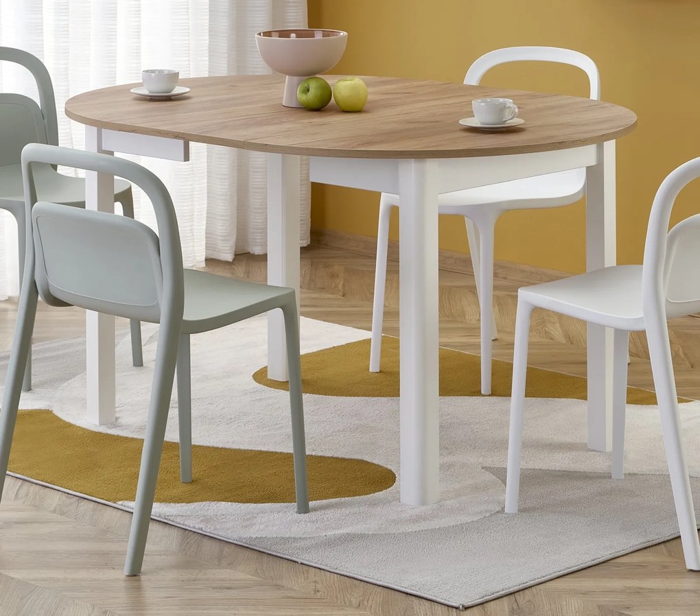 Rozkładany stół z okrągłym blatem Ringo dąb craft / biały