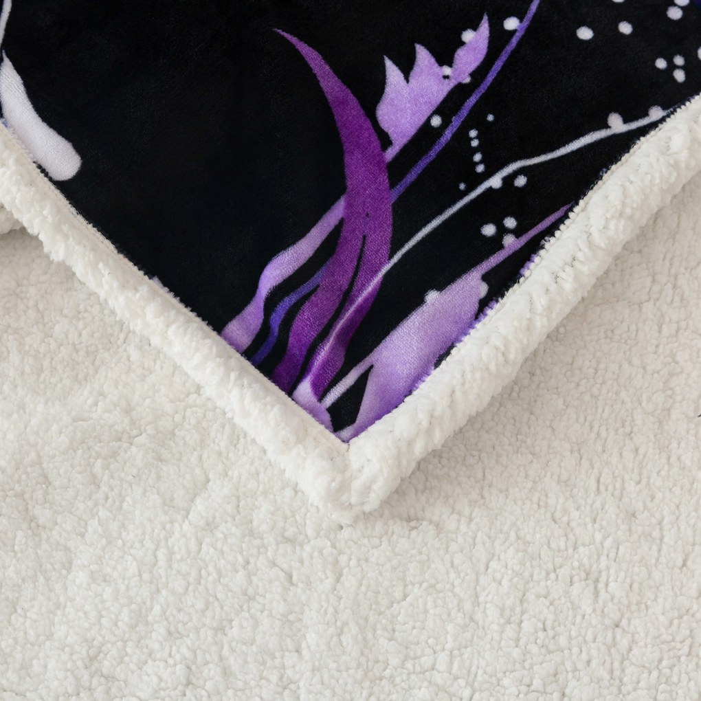 Koc z mikropluszu VIOLET BUTTERFLY ciemnoniebieski Rozmiar: 200 x 220 cm