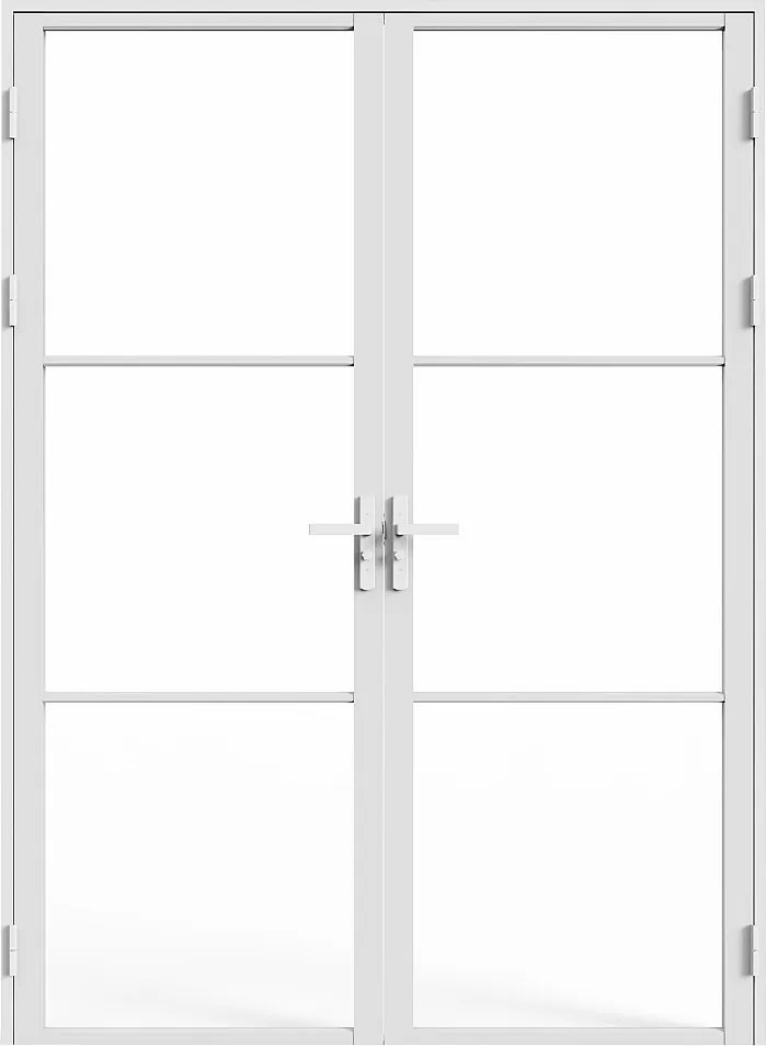 Dwuskrzydłowe odwracalne drzwi aluminiowo-szklane z hartowanego szkła - 2 x W204 x S93 cm - Białe - MASERU