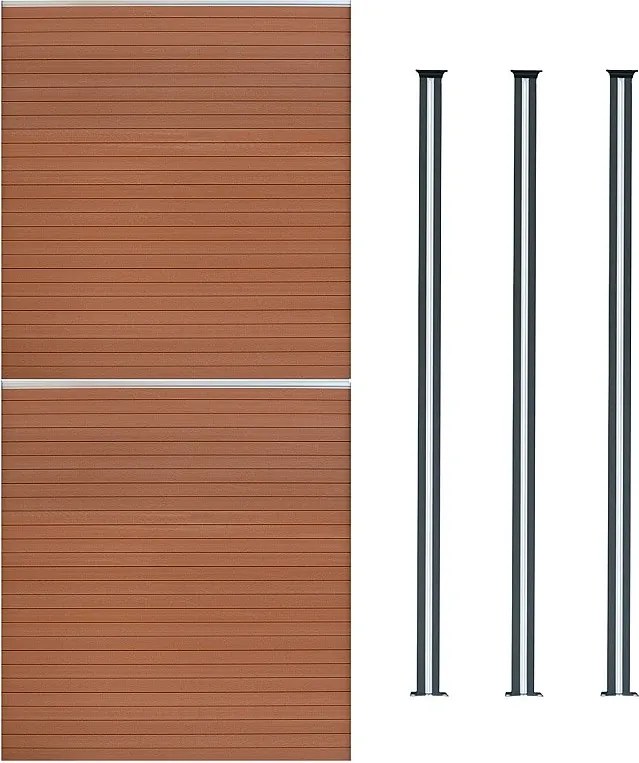 Panel ogrodzeniowy kompozytowy x 2 i słupki LED 6 stóp x 11,5 stopy - brązowy
