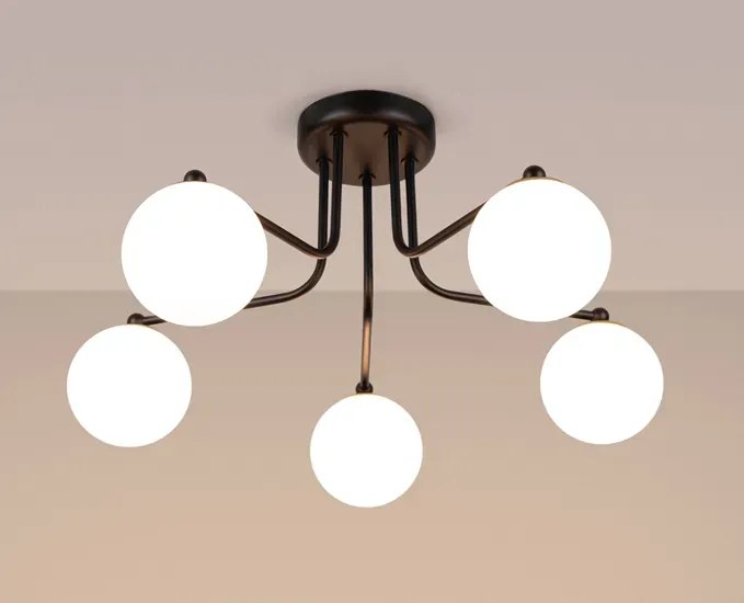 Czarna lampa sufitowa z 5 kloszami - M056 - Ana
