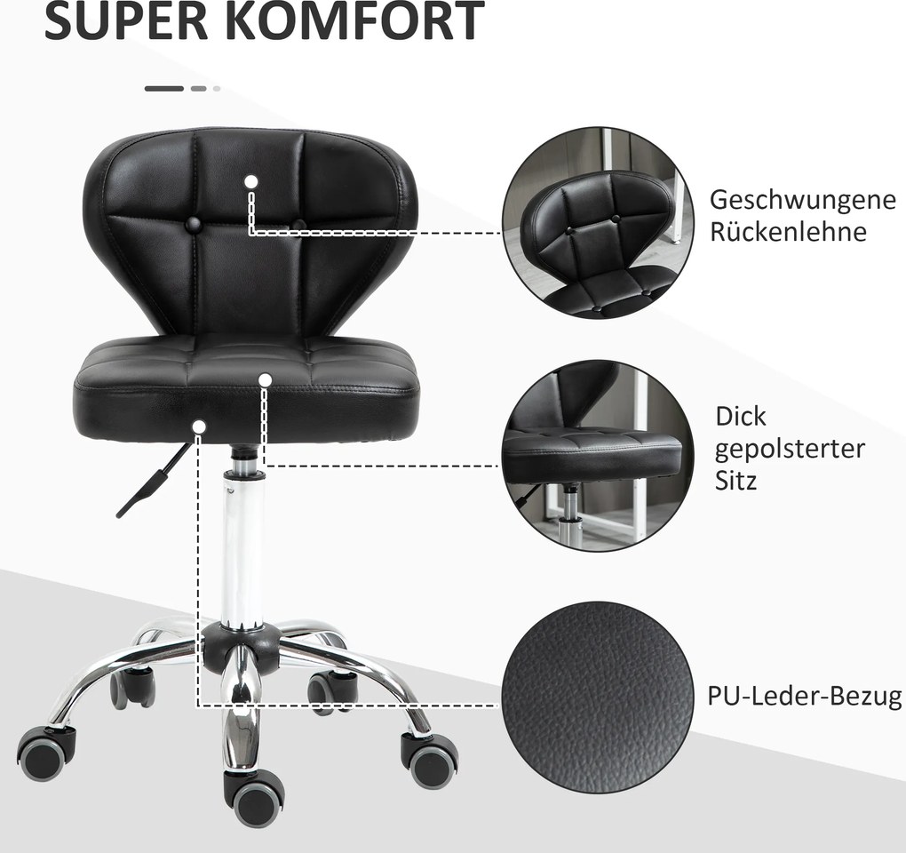 HOMCOM Zestaw 2 stołków roboczych, sztuczna skóra, ciemnoszare, 72–87 cm