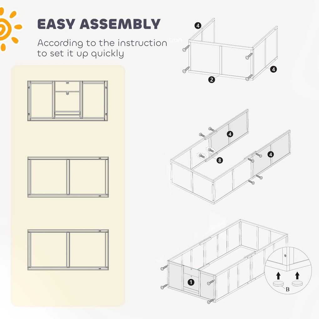 PawHut Boks porodowy dla psów i szczeniąt, z regulowanymi wejściami, dla dużych i małych psów, 196 x 96 x 48 cm, Biały