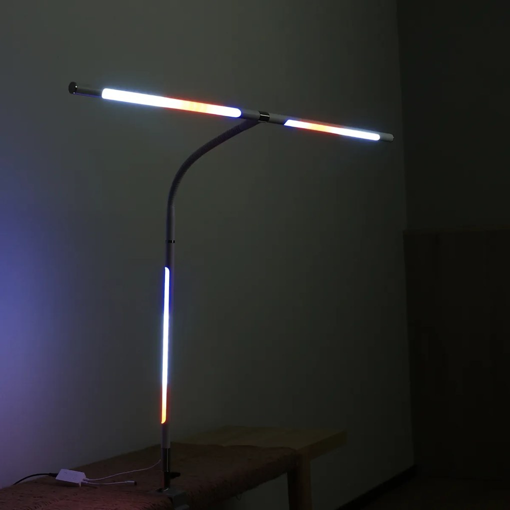 Lampa LED na biurko NOX z efektami RGBW, zacisk, pilot zdalnego sterowania
