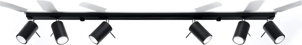 Plafony nowoczesny Briix, stal - 6 źródło światła 3000K - L.118 x H.16 cm - czarny