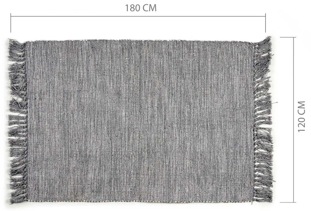 Dywan z frędzlami, 100% bawełny, 180 x 120 cm