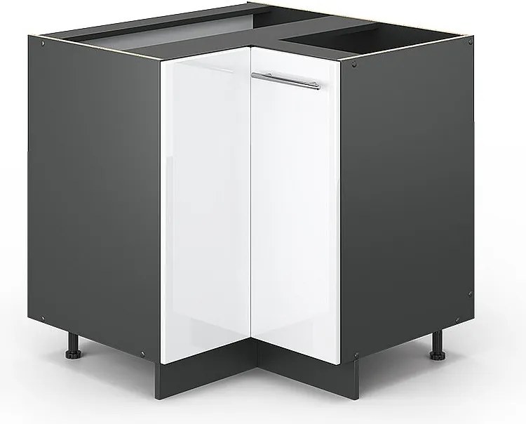 Szafka narożna biały wysoki połysk 80.5x51.6x82 fame-line