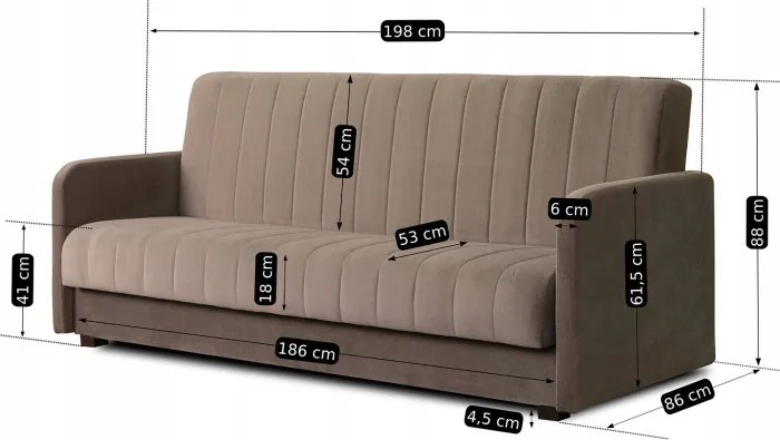 Sofa z Funkcją Spania PORTO Wersalka Rozkładana Dwuosobowa Beżowa Nowoczesna do Salonu