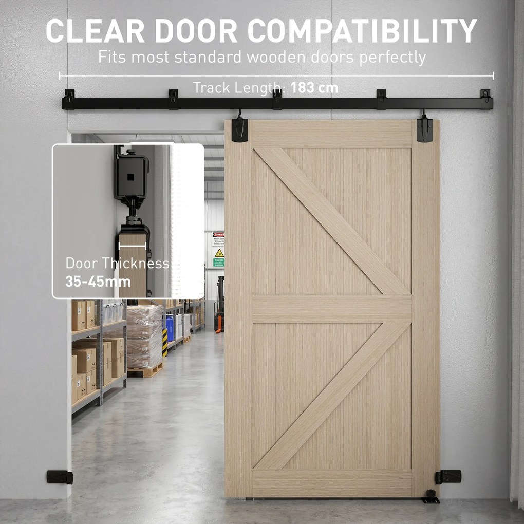 HOMCOM Zestaw do drzwi przesuwnych 244 cm, czarny, dla drzwi pojedynczych | Aosom PL