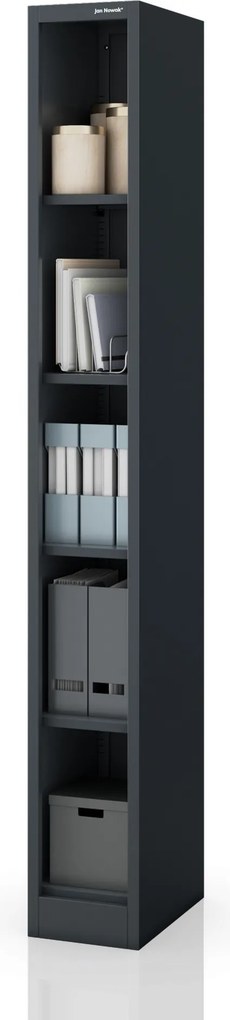 Regał metalowy wąski, archiwizacyjny na dokumenty antracytowy, 250x1950x400 mm: TIM