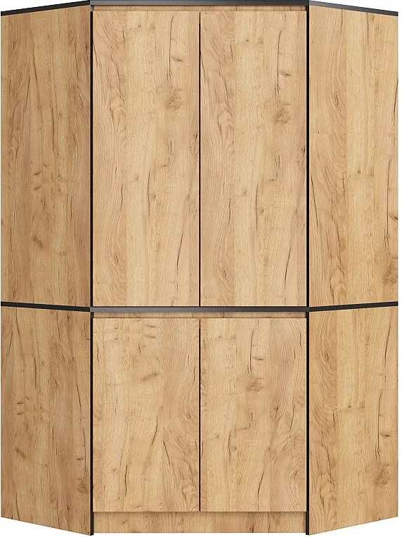 Szafa narożna AKORD S100 Dąb Craft 100 cm 4 drzwi fronty kolor Dąb Craft mat 6 półek 100x50x180 cm