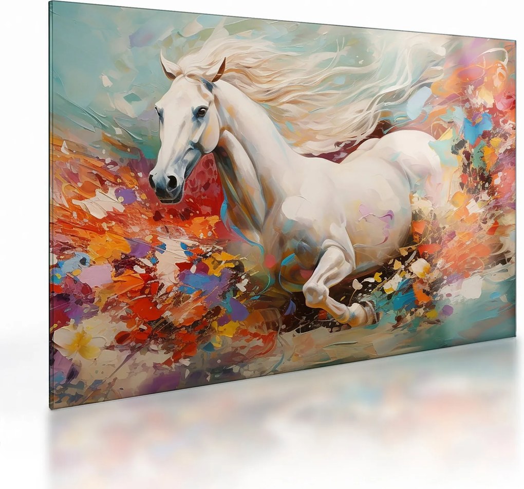 Obraz na szkle - Malowanie konia (70x50 cm)
