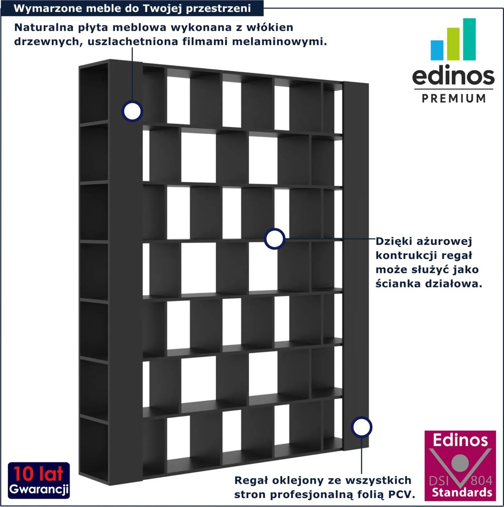 Czarny duży regał biblioteczka do salonu G5-L86