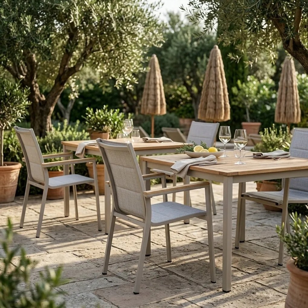 3587W-BE Krzesło Ogrodowe Beżowe 56x65x88 cm Beżowa Szybkoschnąca Tkanina Nowoczesny