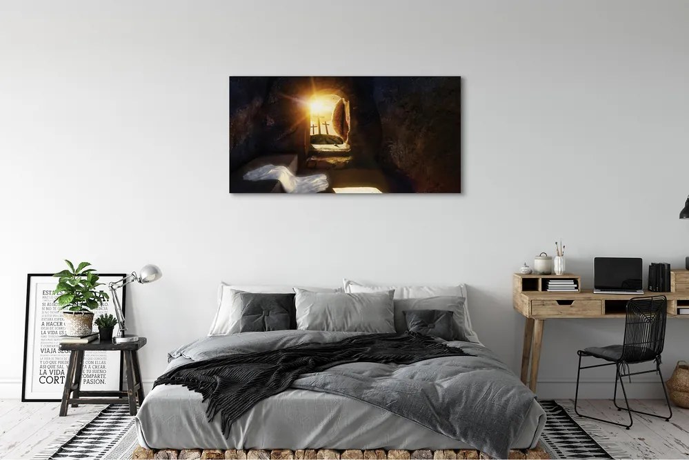 Duży obraz na płótnie Jaskinia, Krzyże i Słońce