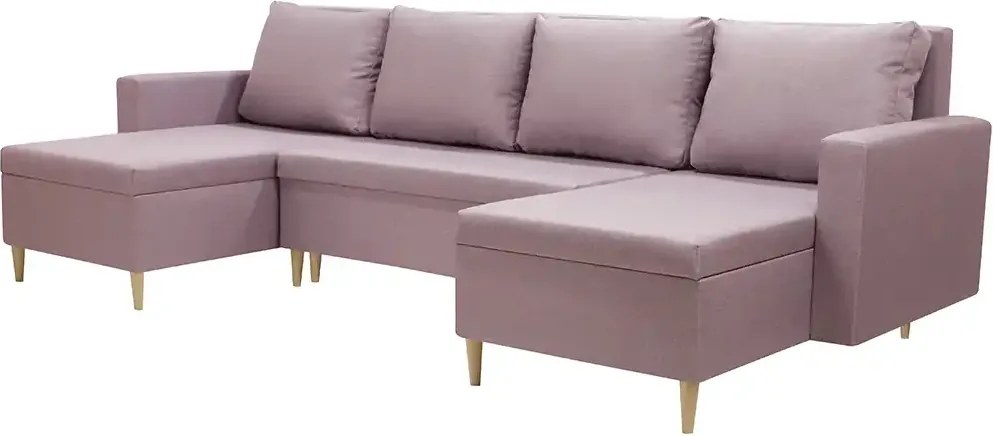 Narożnik U z funkcją spania KEN Różowy