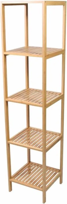 Regał bambusowy, 5 półek, kwadratowy 33 x 33 x 146 cm.