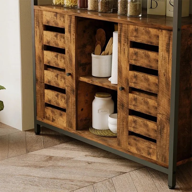 Kredens szafka boczna z otwartymi półkami komoda brązowa kuchnia retro loft