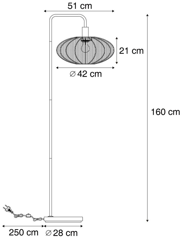 Lampa podłogowa Japandi czarna z brązowym materiałowym abażurem - BidaJapandi Oswietlenie wewnetrzne