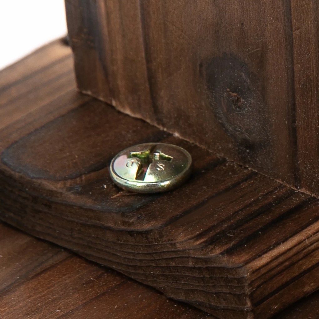 Outsunny Fontanna Ogrodowa Studnia Beczka Wodospad w Kolorze Ciemnobrązowym Drewno Ø27x37cm | Aosom PL