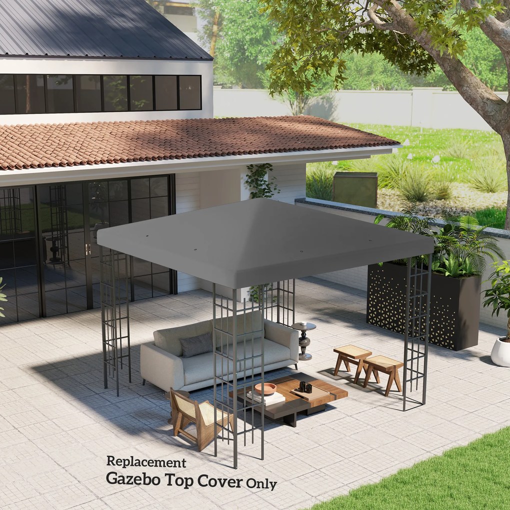 Outsunny 3 x 3 m Zamienna plandeka do pawilonu, plandeka ogrodowa do pawilonu, z otworami drenażowymi, UPF30+, Ciemnoszary