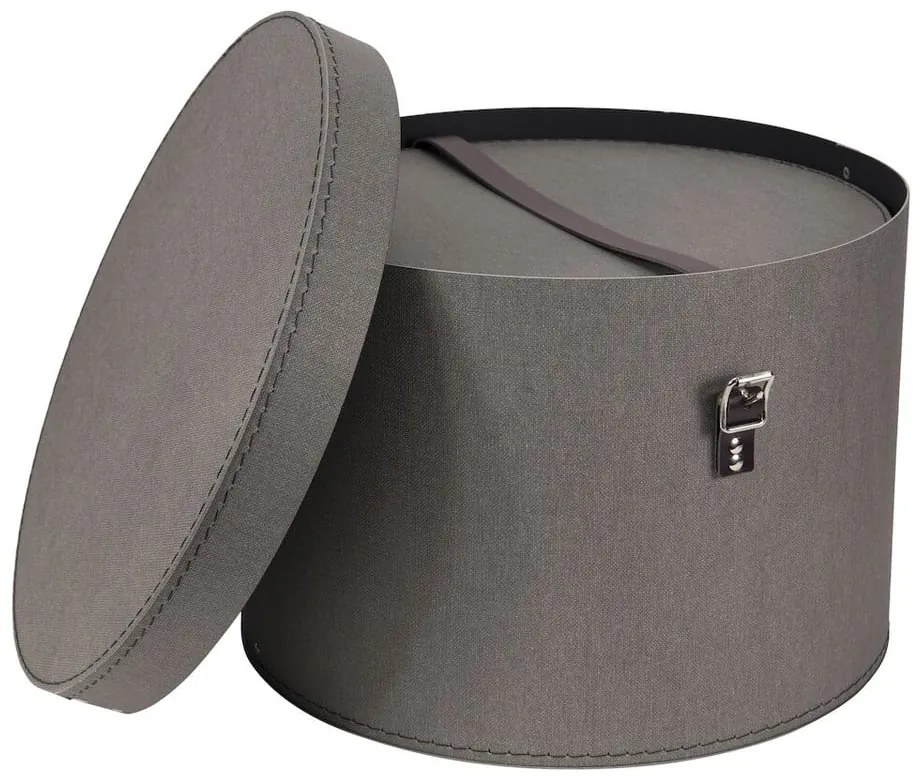 Szare kartonowe pojemniki zestaw 2 szt. z pokrywką ø 37,5x25,5 cm Rut Canvas Paper Laminate – Bigso