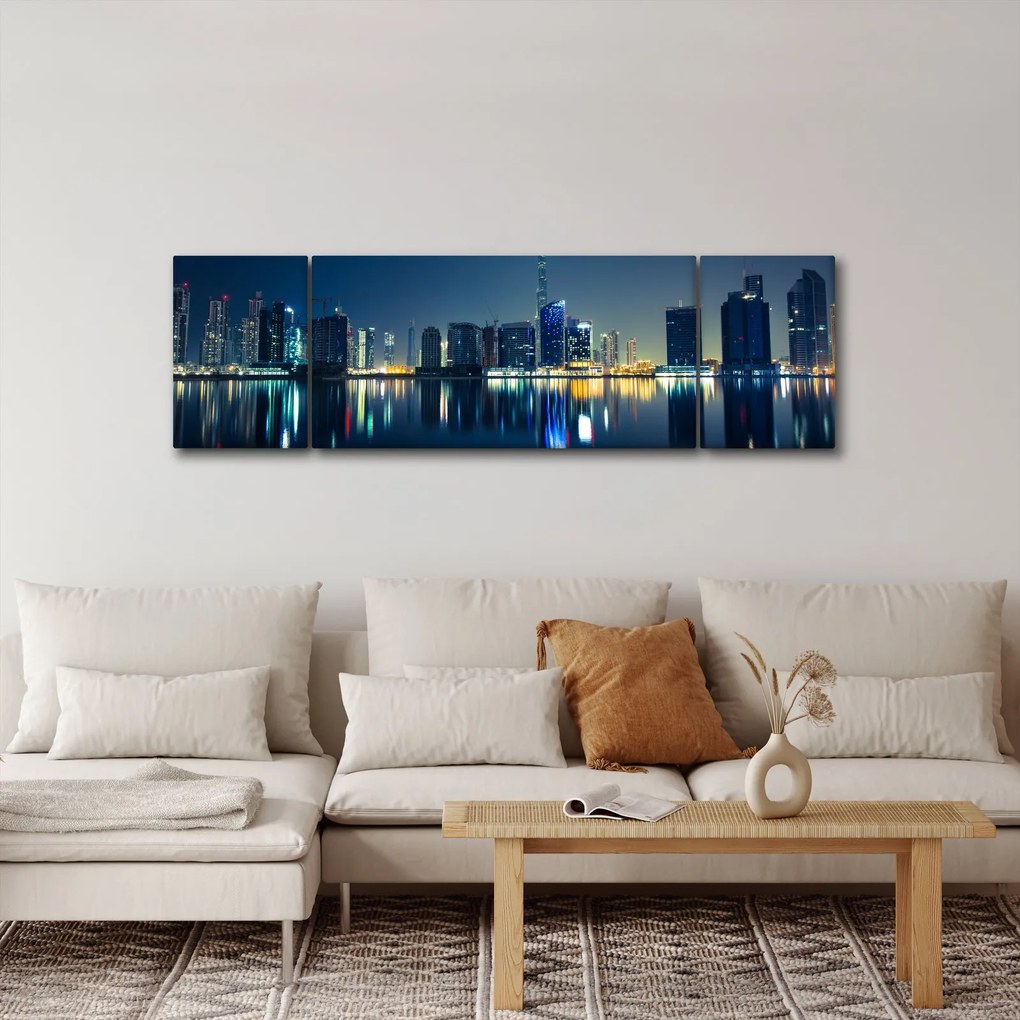 Obraz miasta nocą (170x50 cm)