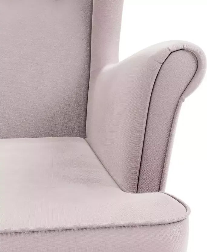 Fotel Selma skandynawski – elegancki fotel do salonu, aksamitna tkanina, drewniana podstawa