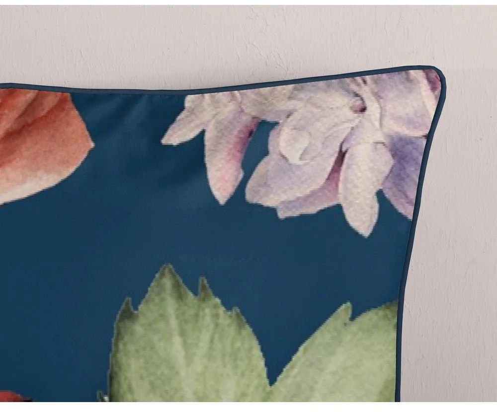 Ciemnoniebieska pościel dwuosobowa z satyny bawełnianej 200x220 cm Fiori – Descanso