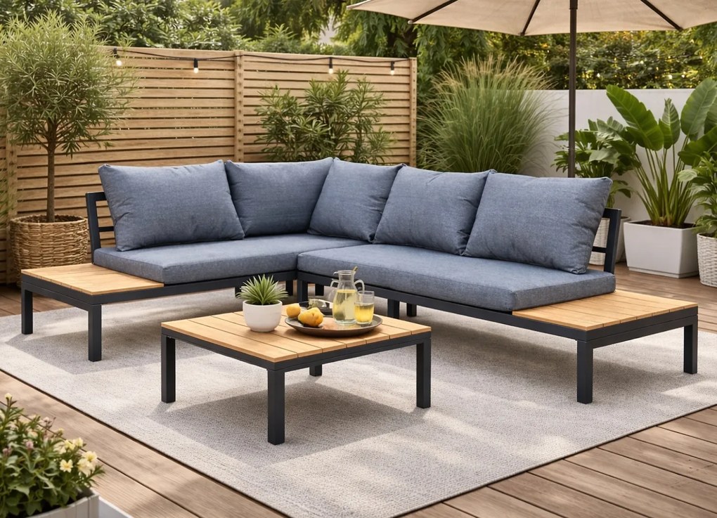 Zestaw mebli ogrodowych narożnik i stolik Tenerife MAS-XL-03, brązowy