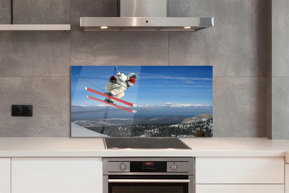 Panel nad Blat Kuchenny Narciarz w Wysokich Górach