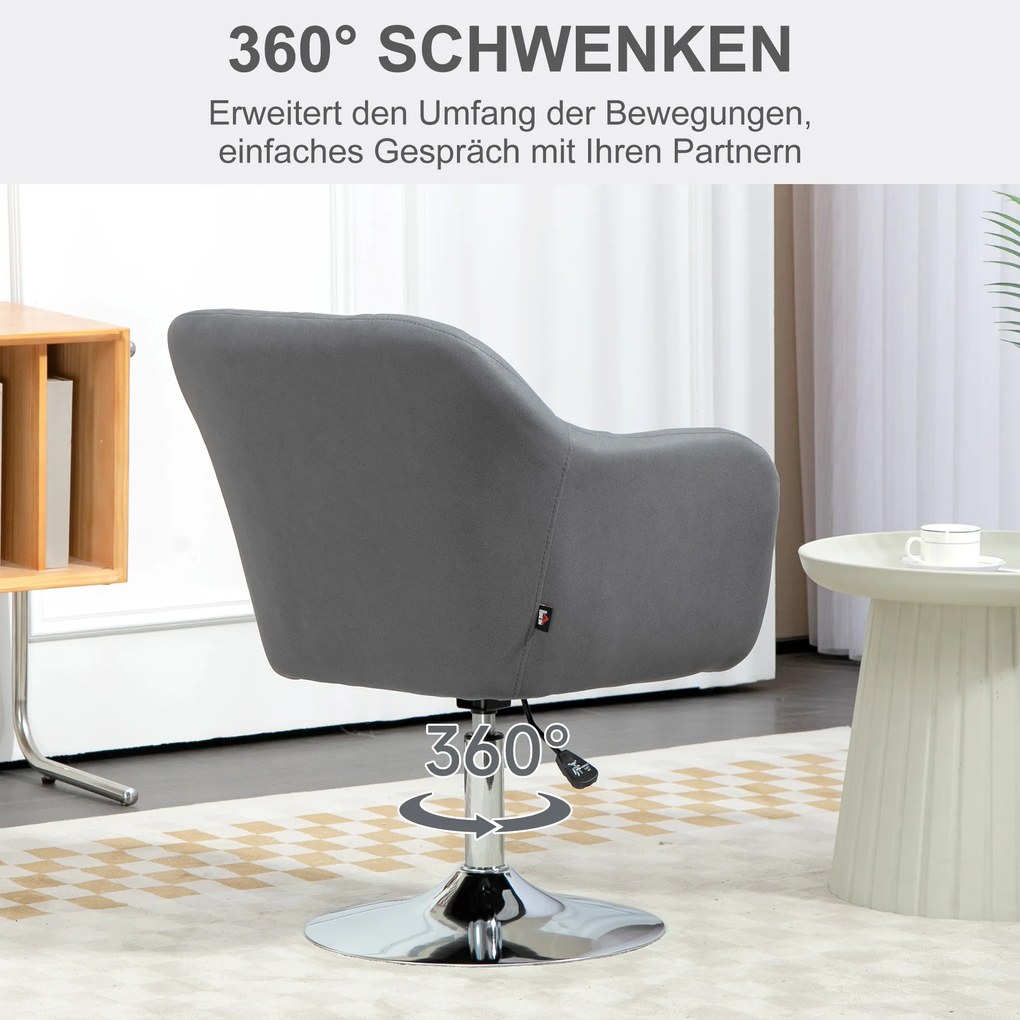 HOMCOM Obrotowy fotel biurowy, regulowany na wysokość, poliester, metal, 60 x 60 x 79-91 cm, Ciemnoszary