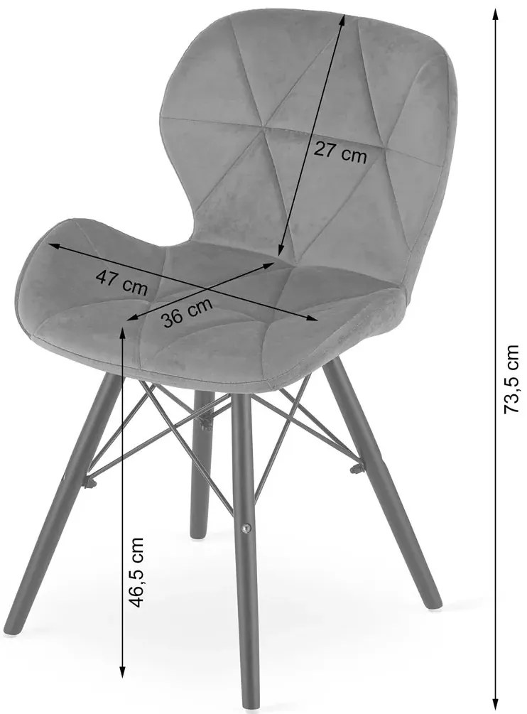 Zestaw 4 szt zielonych welurowych krzeseł P5-R75