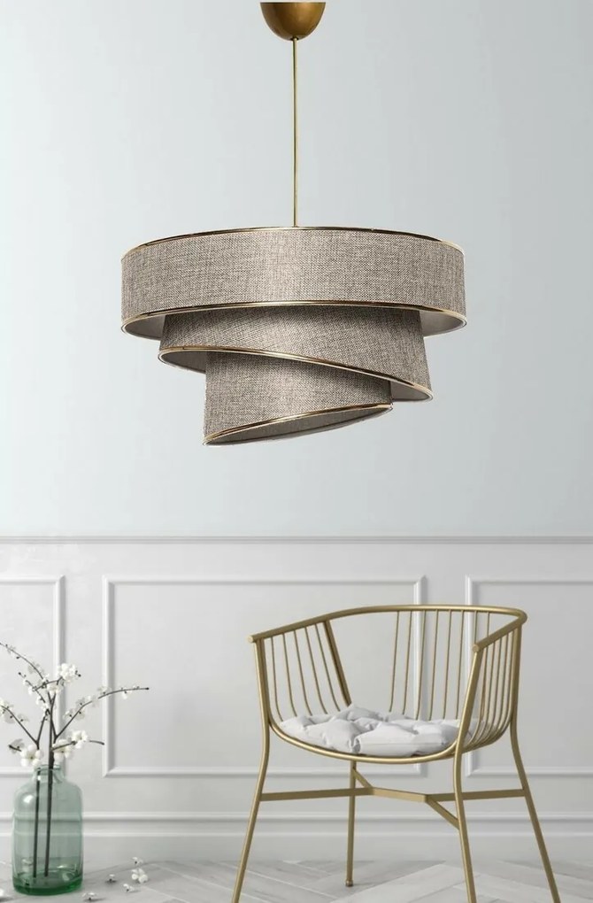Lampa wisząca Couper - beżowa, złota