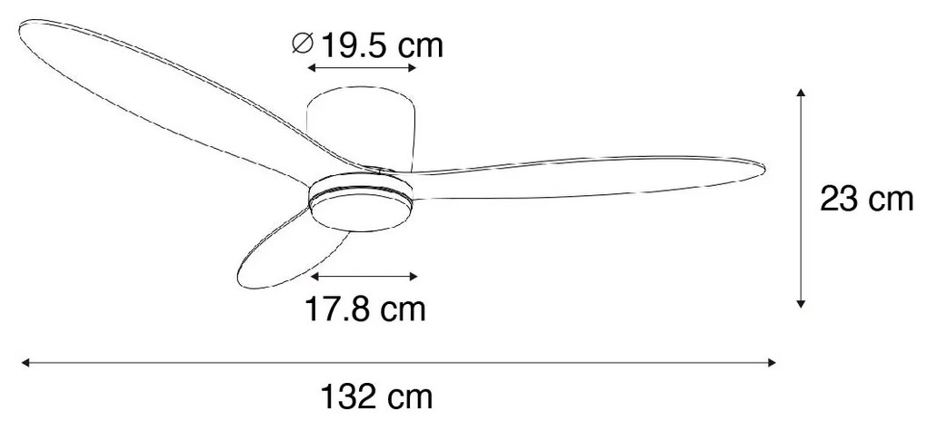 Inteligentny Wentylator sufitowy z lampą biały 132 cm z LED z możliwością ściemniania i pilotem - SofioDesignerski Oswietlenie wewnetrzne