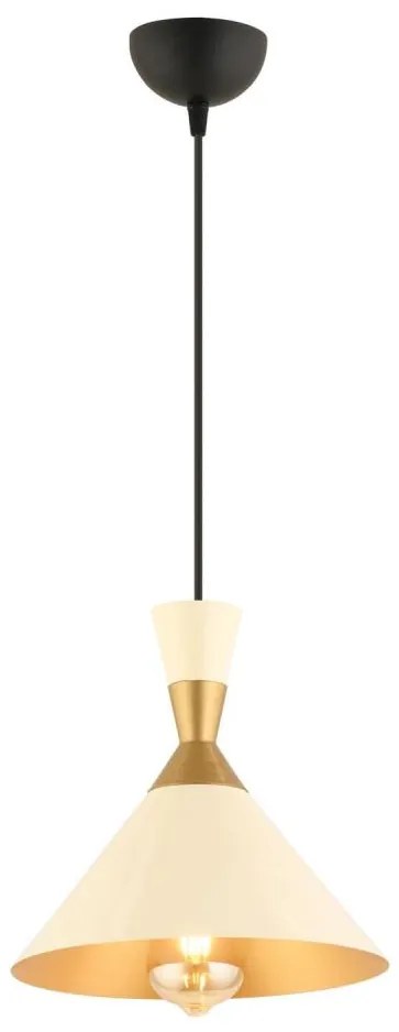 Lampa wisząca na lince MONZA 1xE27/40W/230V śr. 25 cm kremowy/złoty