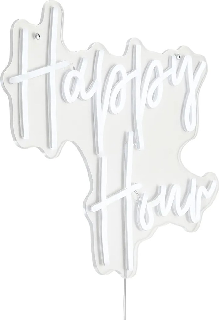 Neonowa lampa ścienna biała z LED - Happy Hour