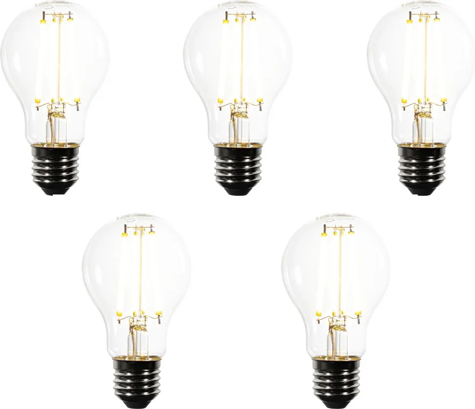 Zestaw 5 ściemnialnych żarówek LED E27 A60 przezroczystych 7.2W 1521lm 3000K