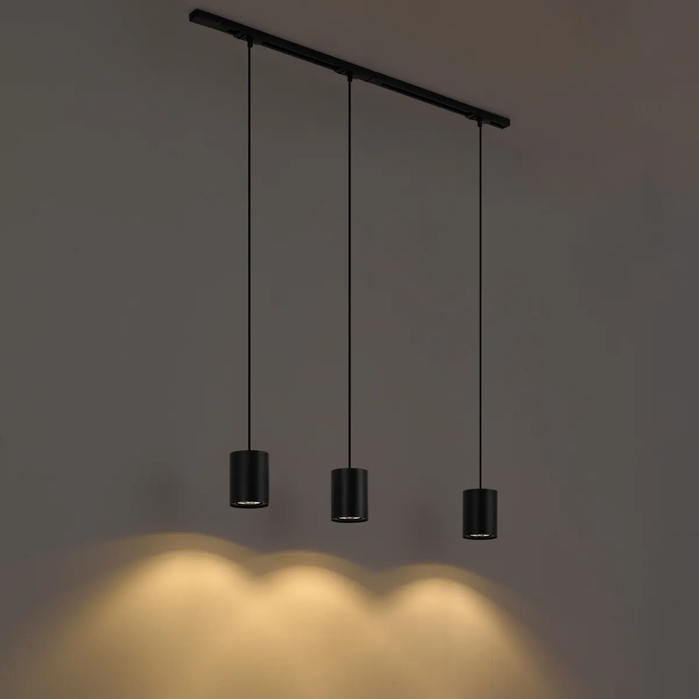 Nowoczesny system szynowy z 3 lampami wiszącymi czarny 1-fazowy - Iconic Holt